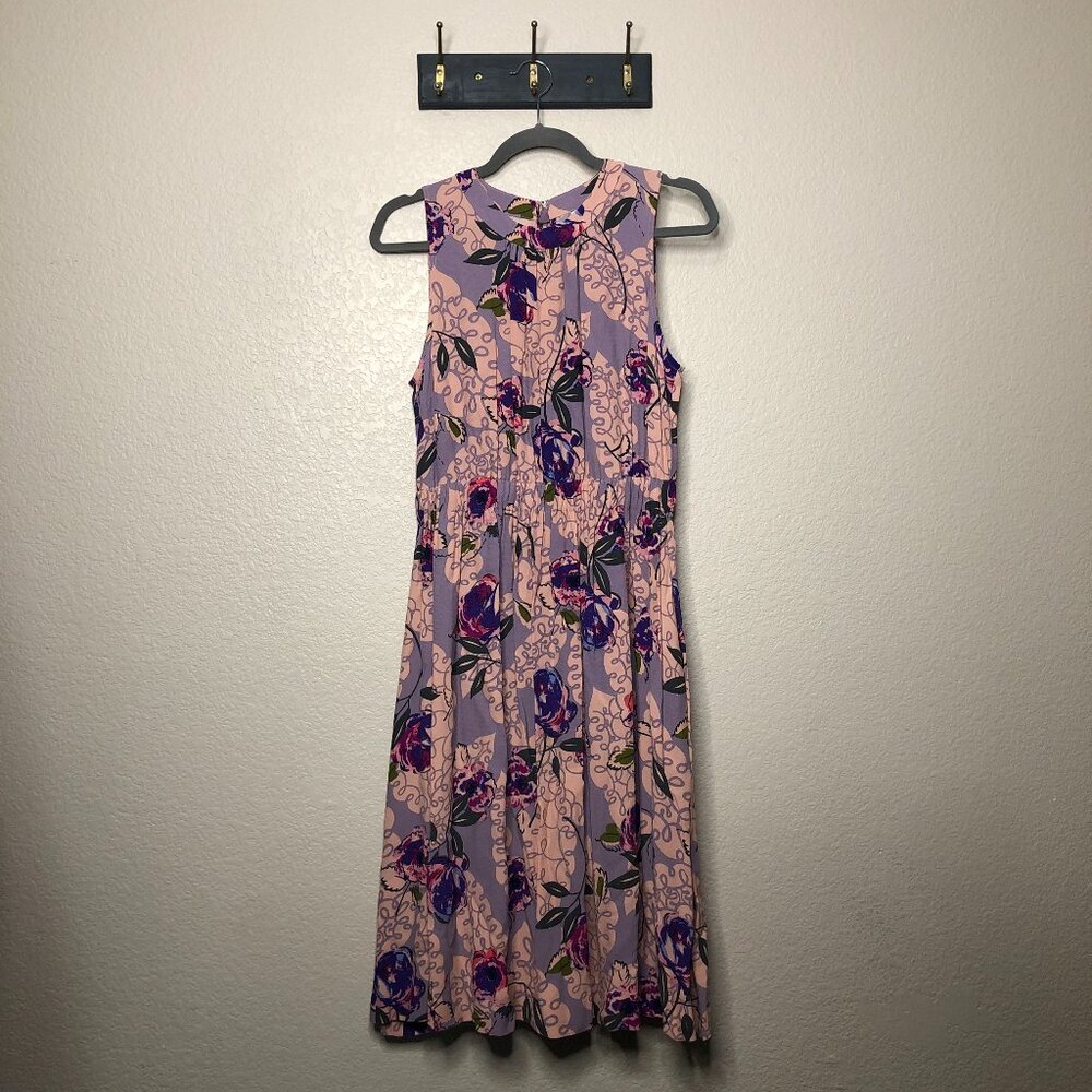 Boden Sleeveless Floral Midi Dress Women's 8 Pockets Girly Preppy Cottage Casual